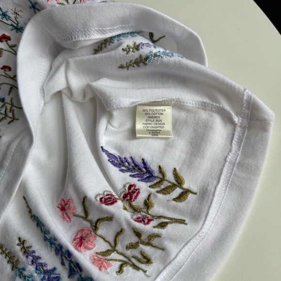 Christopher & Banks White Tank Top with Floral Embroidery - Picture 6 of 11